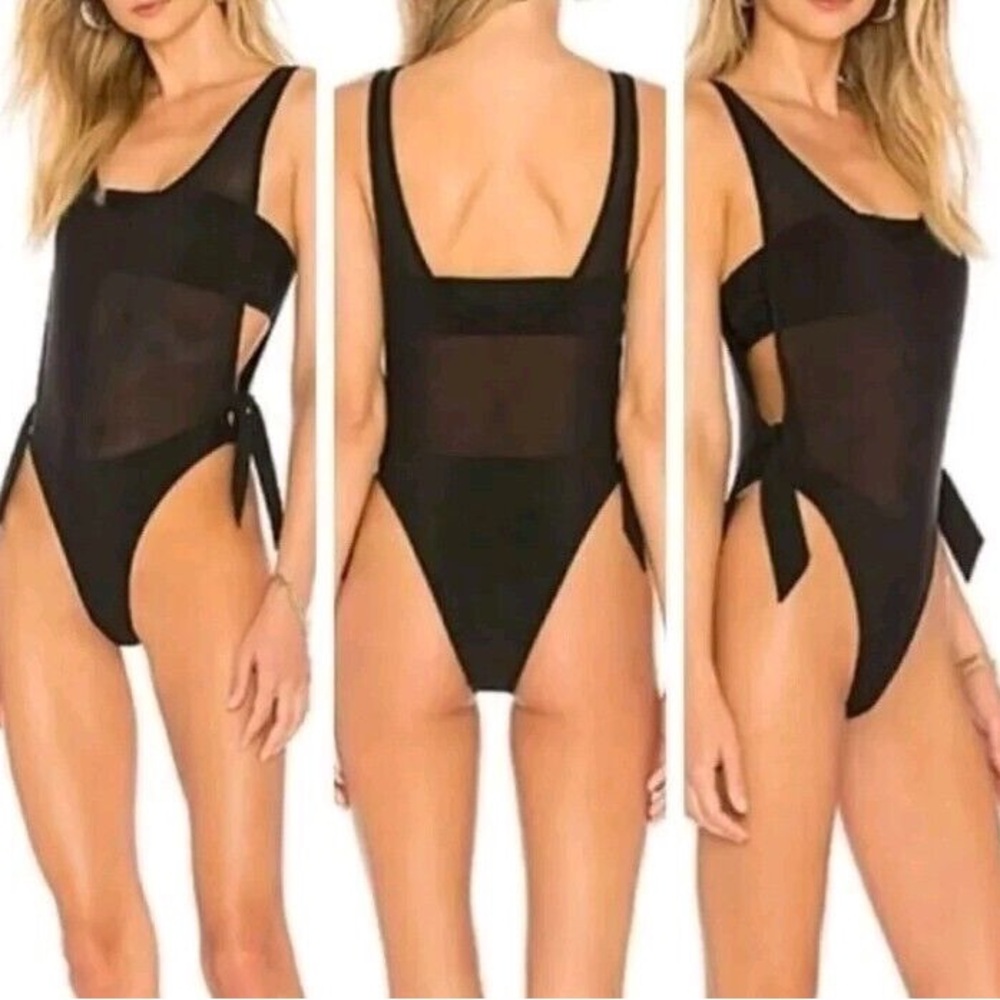 PINK Kendall + Kylie One Piece Mesh Bathing Suit Side Tie Size L - Picture 7 of 7